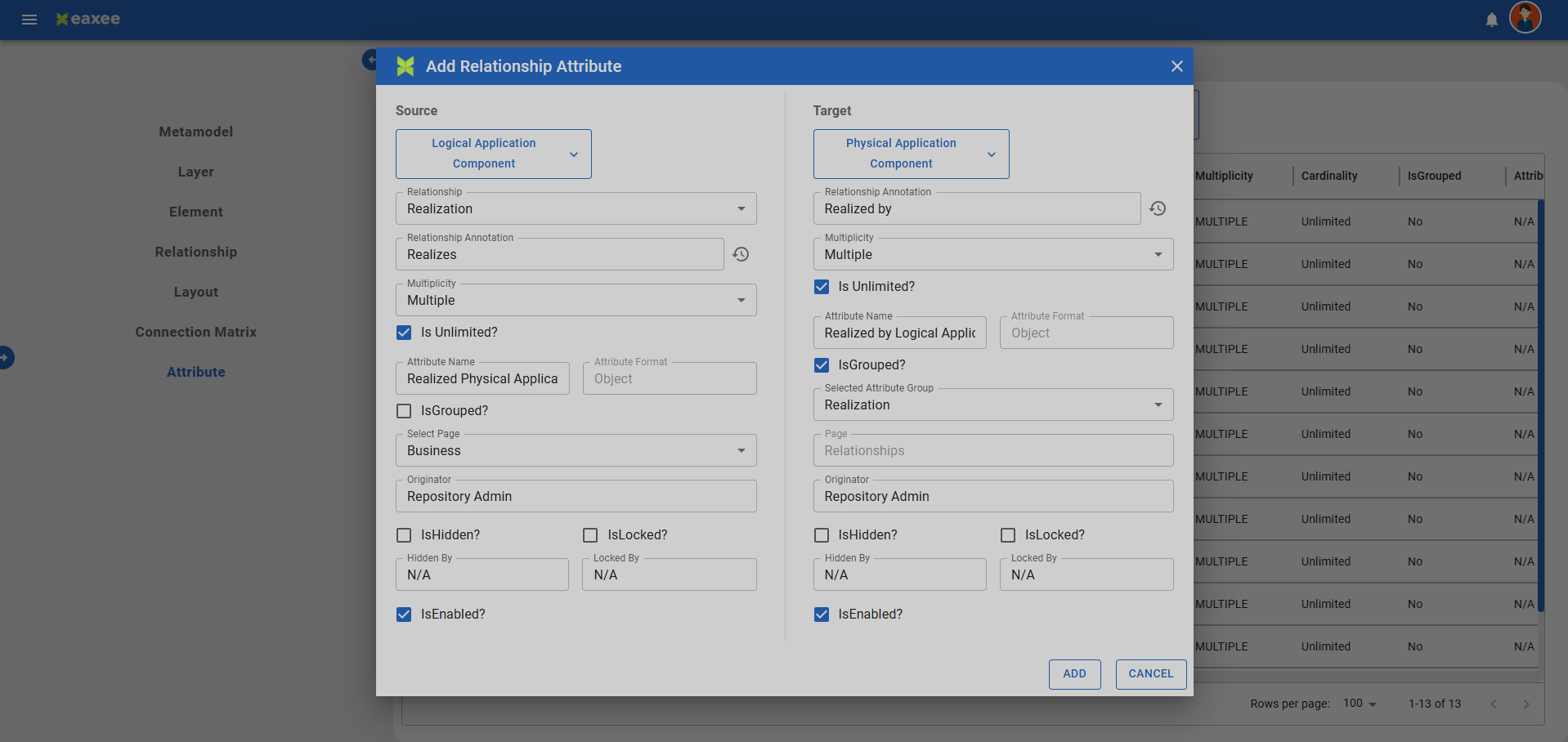 Graphical meta-model configuration preview